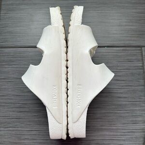 White birkenstock Arizona sandals